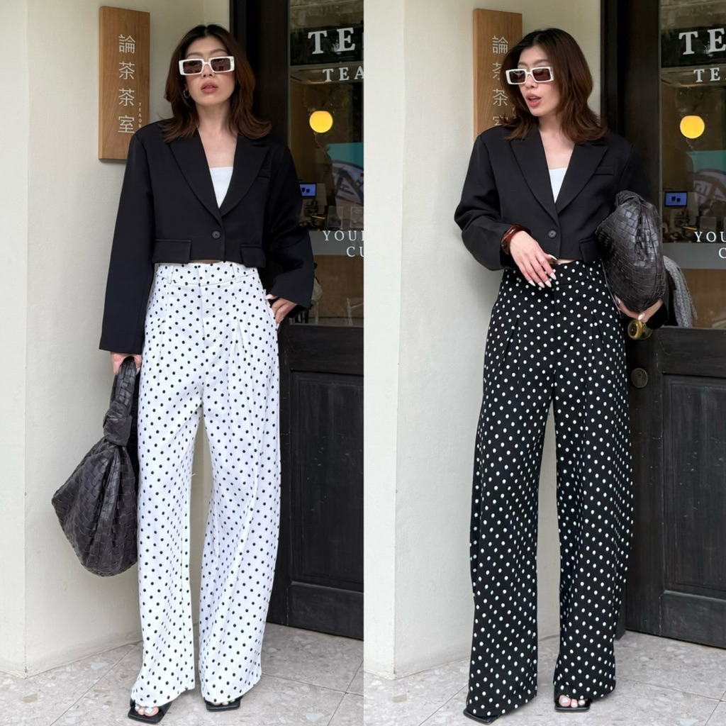 เปิดพรี🚩010 ⚫️⚪️PolkaDot ⚪️⚫️ ใหม่ล่าสุด!ไม่เก็บแล้วจะเสียดาย! STUDIOX2 BARREL SLACK PANTS(SMLXL2XL3XL590฿) กางเกงสแลค