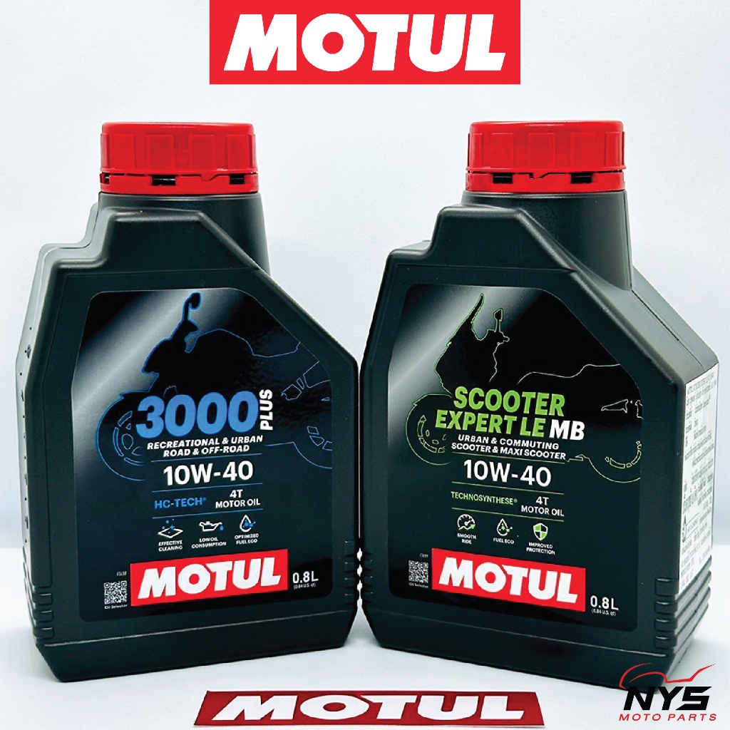 น้ำมันเครื่องโมตุล MOTUL 10W-40 3000PLUS MA2 / MOTUL SCOOTER MB ขนาด0.8L สำหรับรถจักรยานยนต์4T เกียร์ธรรมดาและออโตเมติก