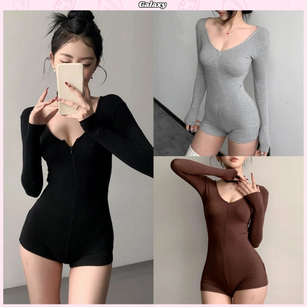 จั๊มสูท บอดี้สูท มี7สีเลือกได้ คอv หุ่นดีหุ่นปัง ใส่เเล้วหุ่นเริศ #020401