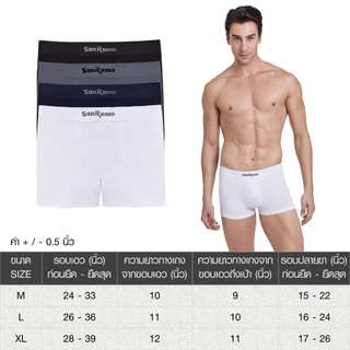 [คุ้ม 4 ตัว] Sanremo Boxer แซนรีโม กางเกงใน บ๊อกเซอร์ กางเกงในชาย ผ้านุ่ม กระชับ ยืดหยุ่นสูง ใส่สบาย NIS-SRMSL4 (4 P)