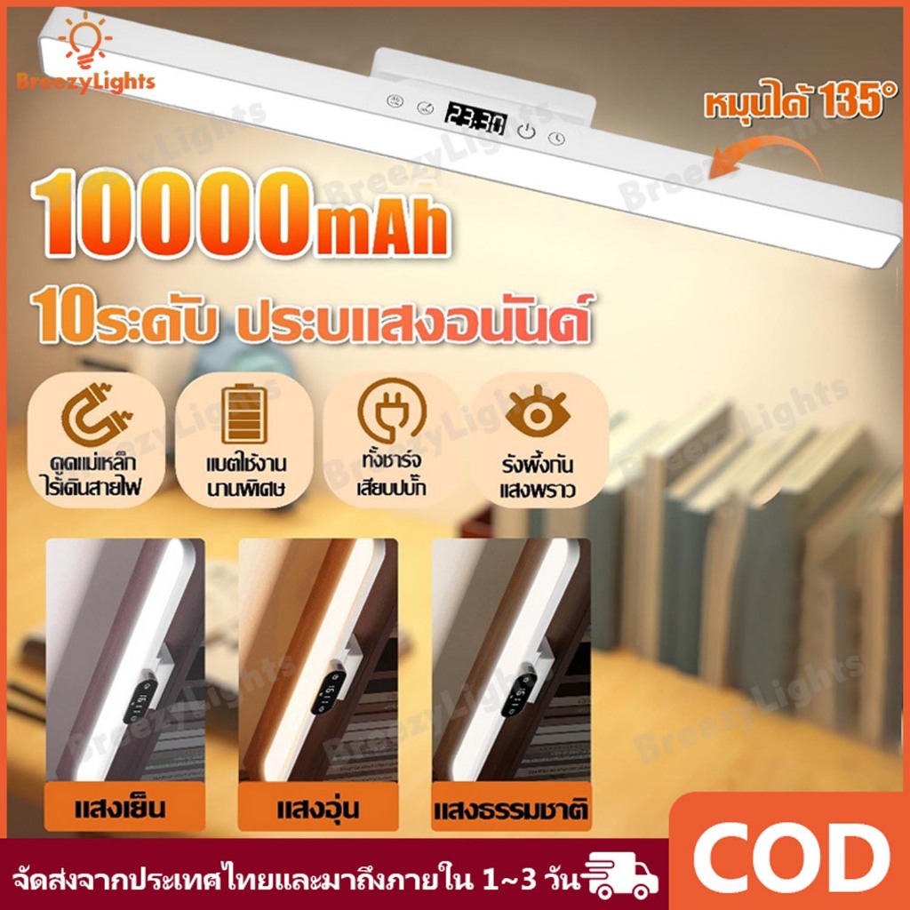 UORRIS ไฟตั้งโต๊ะ LED โคมไฟสัมผัส ไฟแม่เหล็ก ไฟหัวเตียง โคมไฟไร้สาย พร้อมจอแสดงผลแบตเตอรี่