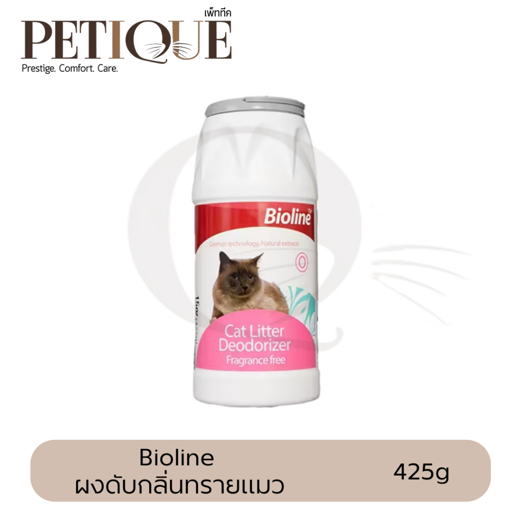 Bioline ไบโอไลน์ ผงโรยทรายแมว ผงดับกลิ่นทรายแมว กำจัดกลิ่นเหม็นที่มาจากฉี่และอึของแมว 425g