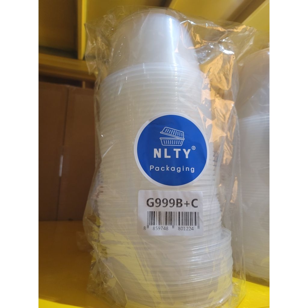G999B+C ถ้วยกลมใส+ฝา ขนาด(8.7*9.5*14ซม.) 999 มล. 25 ชุด