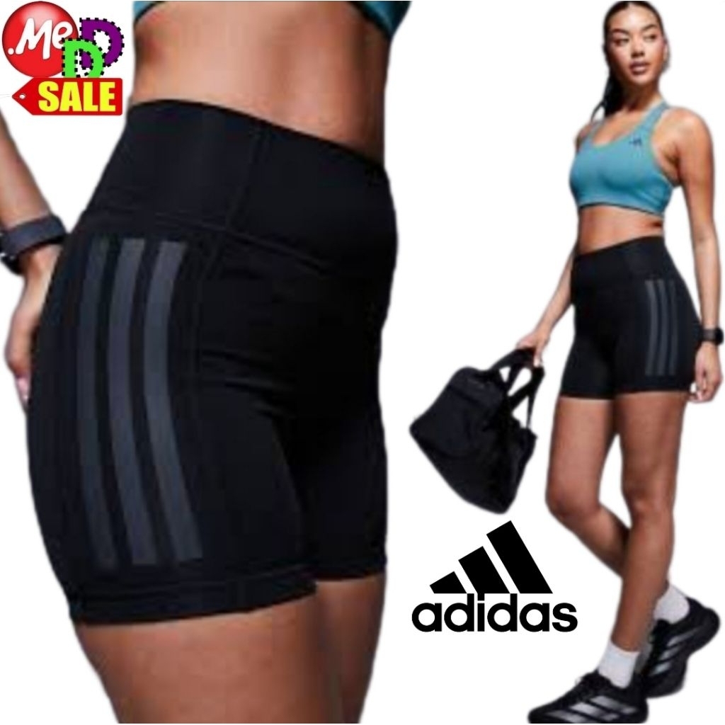 Adidas - ใหม่ กางเกงรัดรูปเทรนนิ่ง เอวสูง Adidas Optime 3-Stripe Short Leggings IK5480 JG6144 IK5482