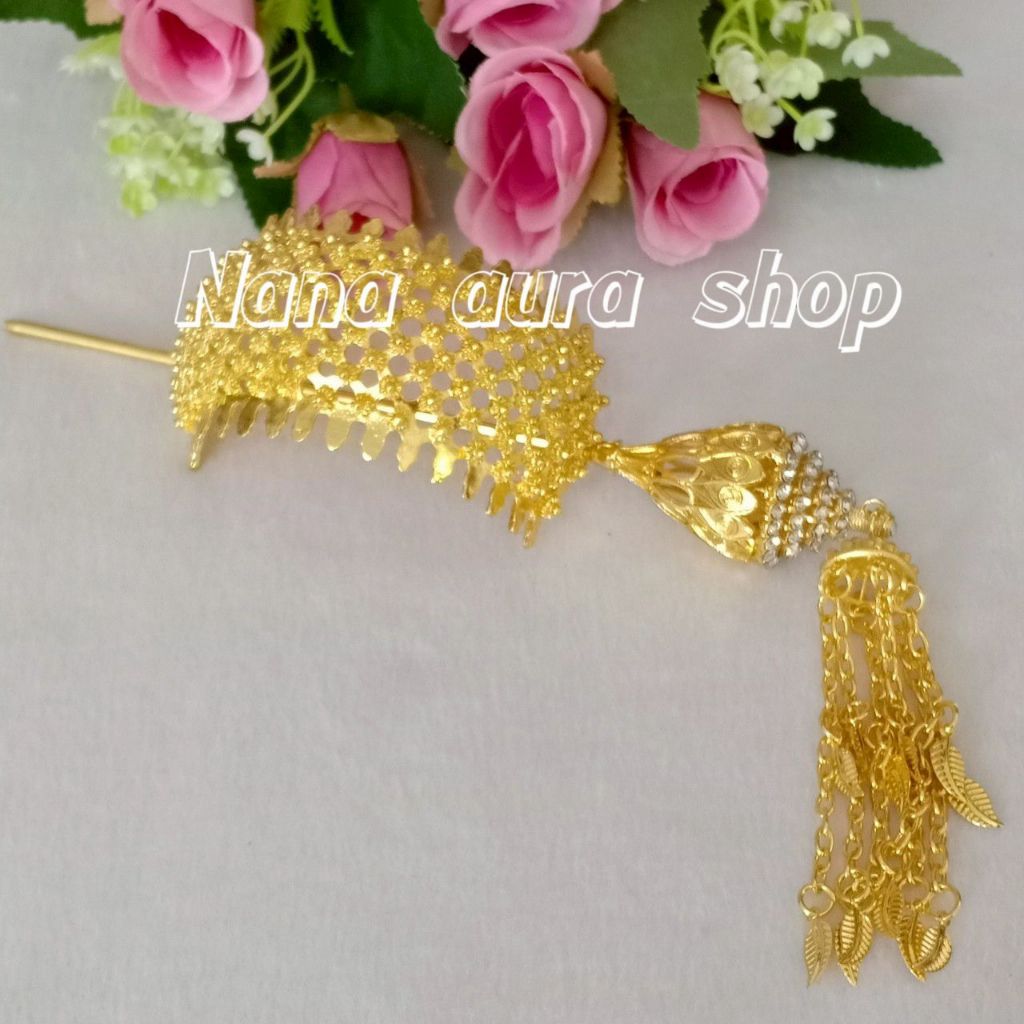 รัดเกล้าผม + ปิ่นปักผม เครื่องประดับชุดไทย รัดเกล้าดอกพิกุล 003