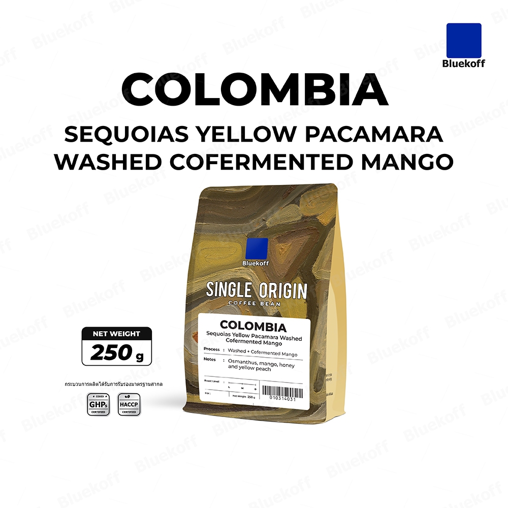 Bluekoff เมล็ดกาแฟ  Colombia Arabica 100% อราบิก้า 100% (1 ถุง บรรจุ 250 กรัม)