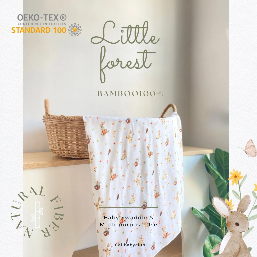 Cali Baby Swaddle & Multi-purpose Use BAMBOO100%🌿 ผ้าห่อตัว อเนกประสงค์*ขนาด 80*80 cm🐇ป้าย Cali baby