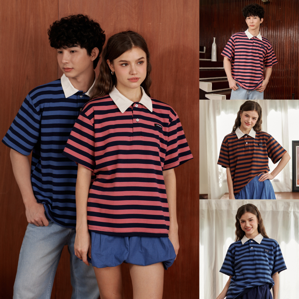 PIMNATTA Iya Polo Shirt เสื้อโปโลแขนสั้น พร้อมดีเทลป้ายชื่อแบรนด์  ( ใช้คูปองลด 25% ได้)