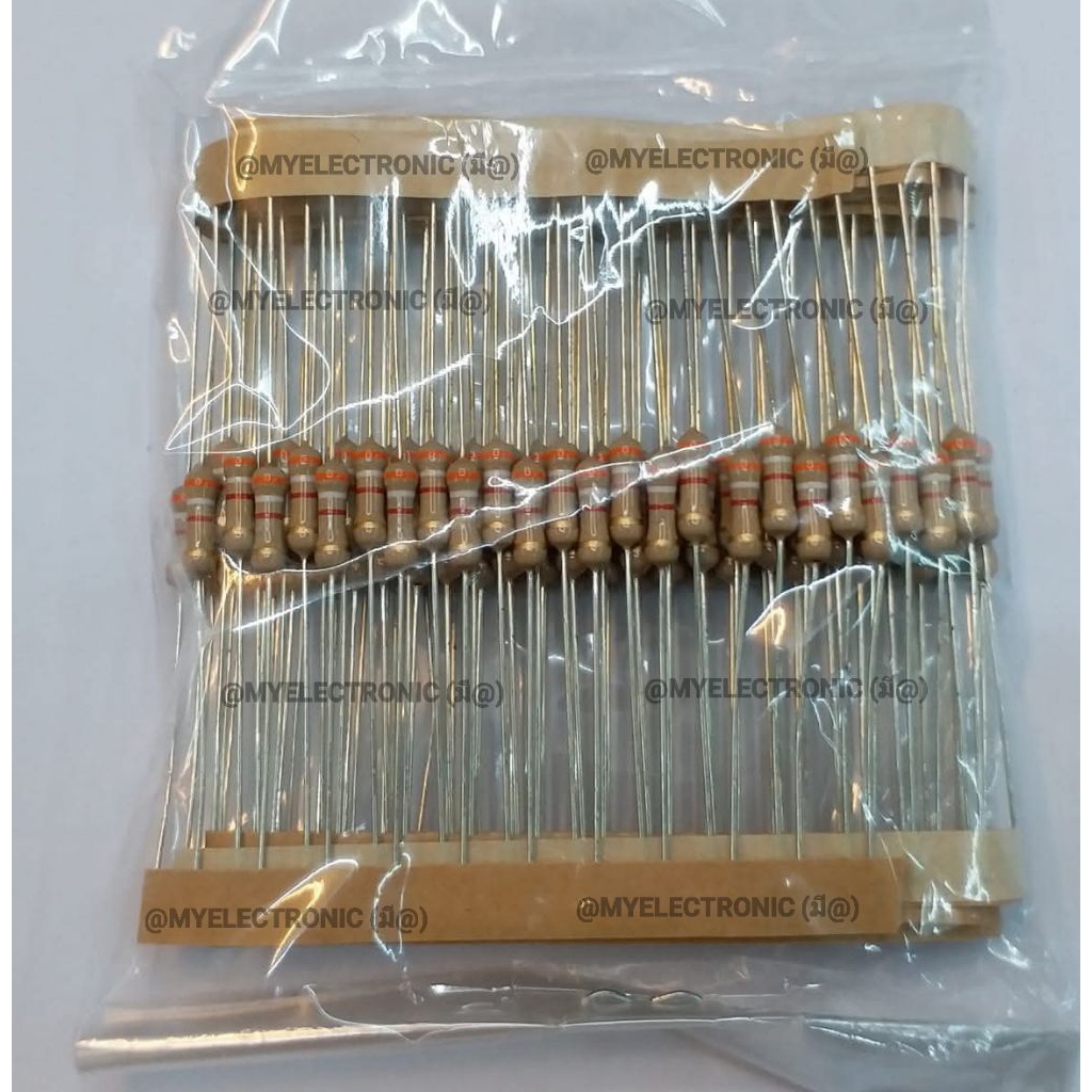 3.9K1/2W 5% แพ๊คมี100ตัว 3.9K1/2W5% 3K9 ตัวต้านทาน RESISTOR  3.9K ohm 1/2W 5% ยี่ห้อ ราคา