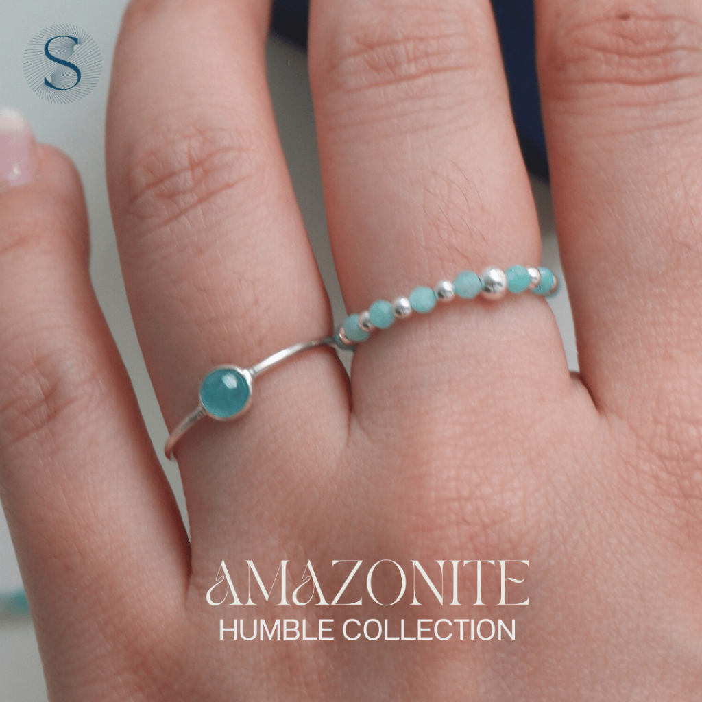 Humble - แหวน - Amazonite - สีเงิน วัสดุเงินแท้ S925 เสริมการสื่อสาร เจรจาต่อรอง ปิดการขาย