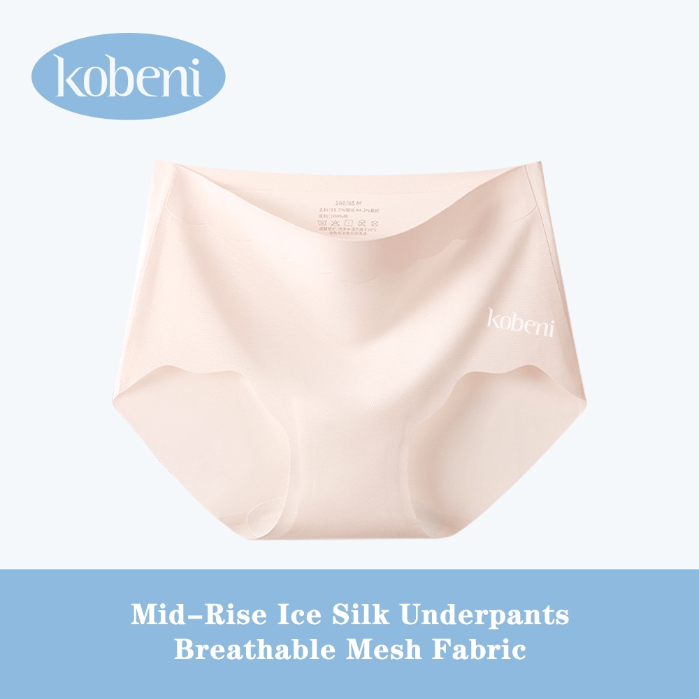 ⭐KOBENI⭐กางเกงในไร้ขอบ เอวกลาง ยืดหยุ่นสูง ผ้าระบายอากาศ ผ้าเย็น Ice Silk ผ้านิ่มใส่สบาย