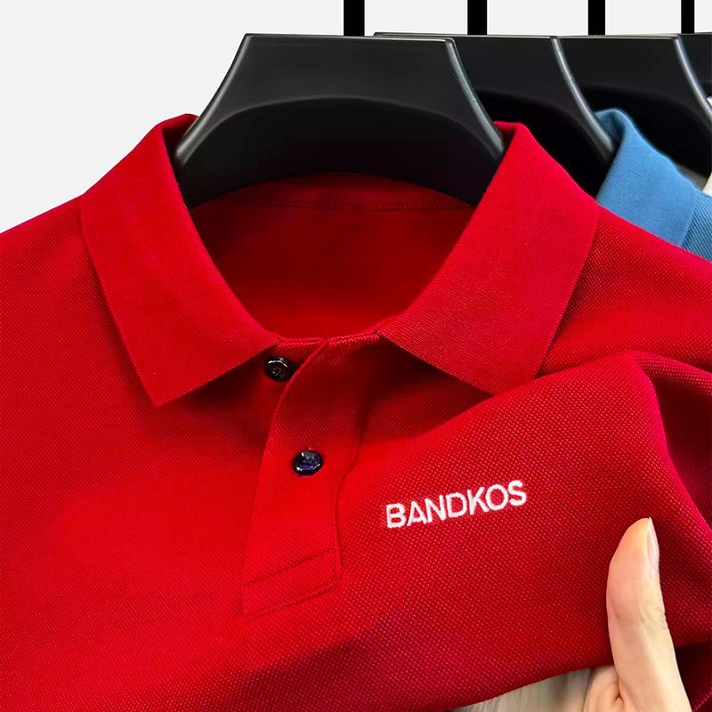 ผู้ชายชั้นยอด เสื้อโปโลปักนําเข้า ผ้าฝ้าย 100% แห้งเร็ว