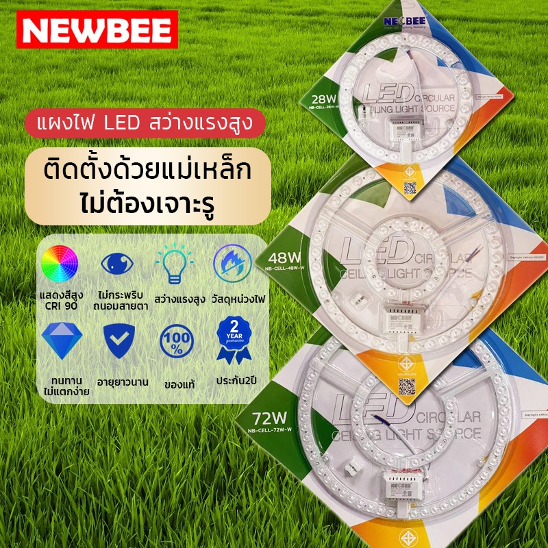 NEOBEE แผงไฟแม่เหล็ก แสงขาว 3สี แผ่นชิป แผ่นชิพ แผงไฟ ไฟเพดานLED โคมไฟเพดาน 28W/36W/48W/72W/96W