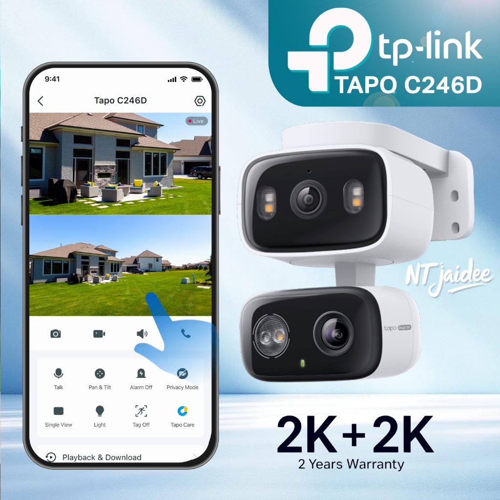 Tapo C246D by TPlink 2K, AI ตรวจจับบุคคล, อินฟราเรดกลางคืน, แสงและเสียงแจ้งเตือน,กันน้ำ IP66, สื่อสารโต้ตอบได้