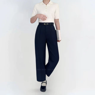 VILA | AUGUST PANTS TM32 กางเกงทรงบอย ปัก VILA ที่หูเข็มขัด