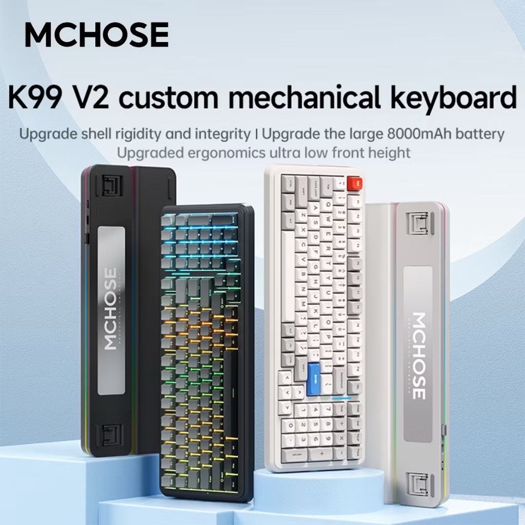 MCHOSE K99V2 คีย์บอร์ดเกมไร้สาย-Tri-Mode 2.4G/Bluetooth/Type-C,Hot-Swappable Optical Switches
