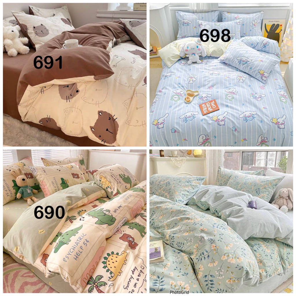 ผ้าปูที่นอนครบเซ็ต 6 ชิ้น พร้อมผ้านวม มีขนาด 3.5/5/6ฟุต