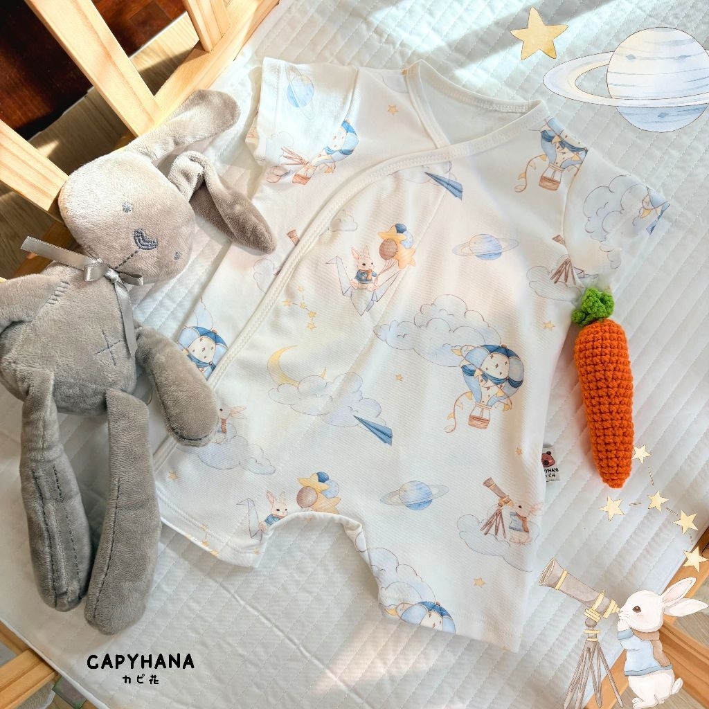 CAPYHANA ชุดผ้าดูดMagnetbric ไร้ซิป ไร้กระดุม ไร้เชือก ชุดเด็กอ่อน เด็กแรกเกิด เสื้อผ้าเด็ก ผ้าดูด รอมเปอร์