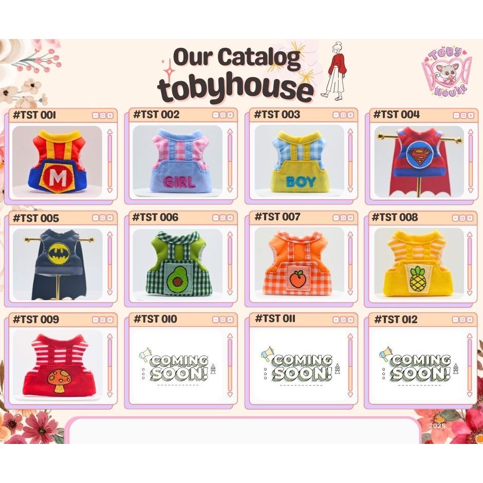 Tobyhouse เสื้อปักลายลิงจิ๋ว มาโมเสต/บุชเบบี้ นุ่มสบาย ใส่นอน ใส่เล่น ระบายอากาศ (รหัส TST001-012)