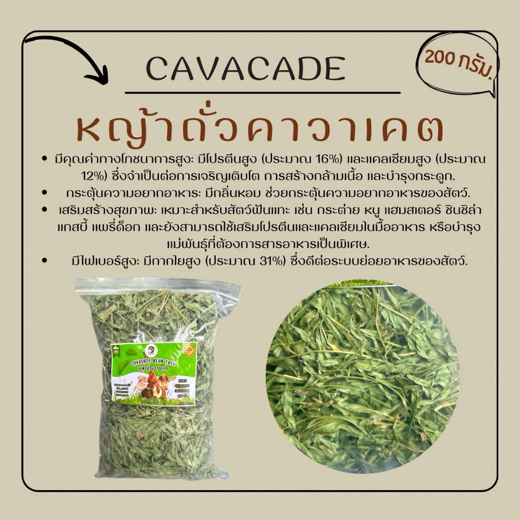 หญ้าถั่วคาวาเคต ขนาด200กรัม เขียวๆมีกลิ่นหอมสำหรับสัตว์เลี้ยง