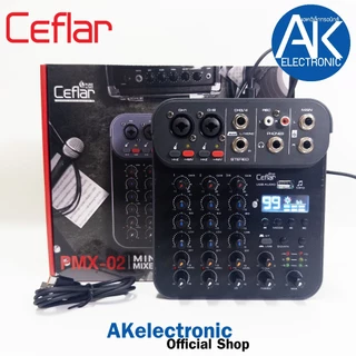 MIXER Ceflar PMX-02 มิกเซอร์ เอฟเฟ็ค 99DSP รองรับ บลูทูธ USB อินเตอร์เฟส มิกซ์จิ๋ว ขนาดเล็ก พกพา เคฟลาร์ PMX 02 PMX02