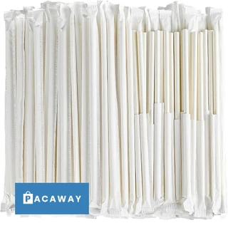 [100 ชิ้น] หลอดกระดาษ สีขาว 6 มม x 200 มม เป็นมิตรกับสิ่งแวดล้อม ย่อยสลายได้ Paper Straw