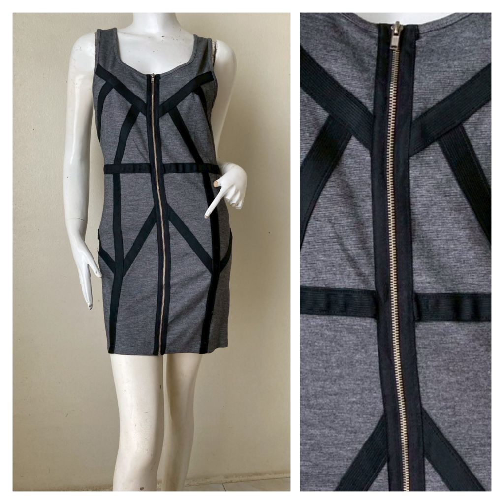 XX1 เดรสรัดรูปผ้ายืด สีเทา- ดำ Size L รอบอก 36-40 นิ้วค่ะ