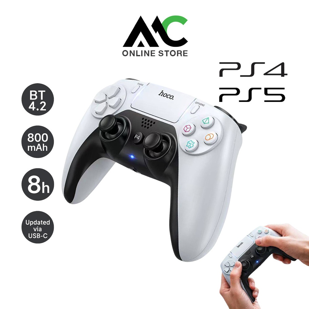 HOCO GA1 จอยเกมไร้สาย สำหรับ PS4 / PS5(เกม PS4) / PC มีระบบสั่น รองรับหูฟัง Wireless gaming controller