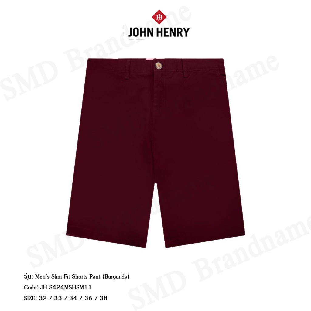 John Henry กางเกงขาสั้น รุ่น Men's Slim Fit Shorts Pant (Burgundy) Code: JH S424MSHSM11