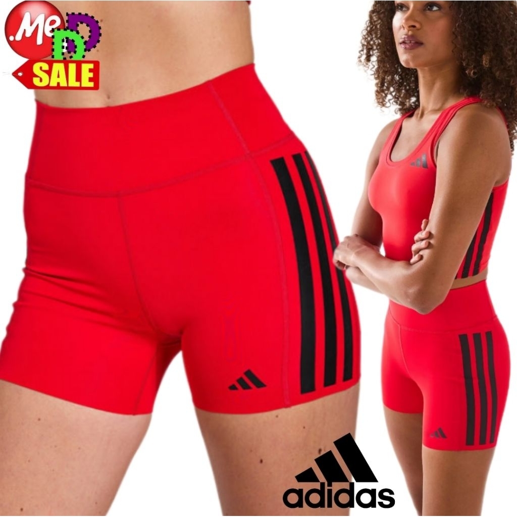 Adidas - ใหม่ กางเกงรัดรูปใส่เทรนนิ่ง เอวสูง Optime 3-Stripe Short Leggings JN4583 IK5480 JG6144 IK5
