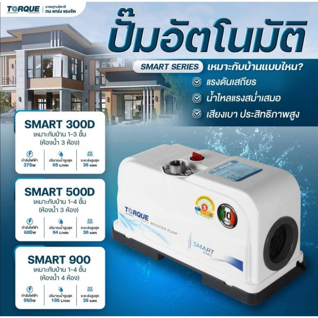 🔥ส่งด่วน ประกันศูนย์🔥ปั๊มน้ำออโต้ TORQUE SMART ปั๊มเสียงเงียบ ปั๊มน้ำ (มีบริการเสริมติดตั้งโดยคิวช่าง มีค่าใช้จ่ายเพิ่ม) - รูปที่ 6