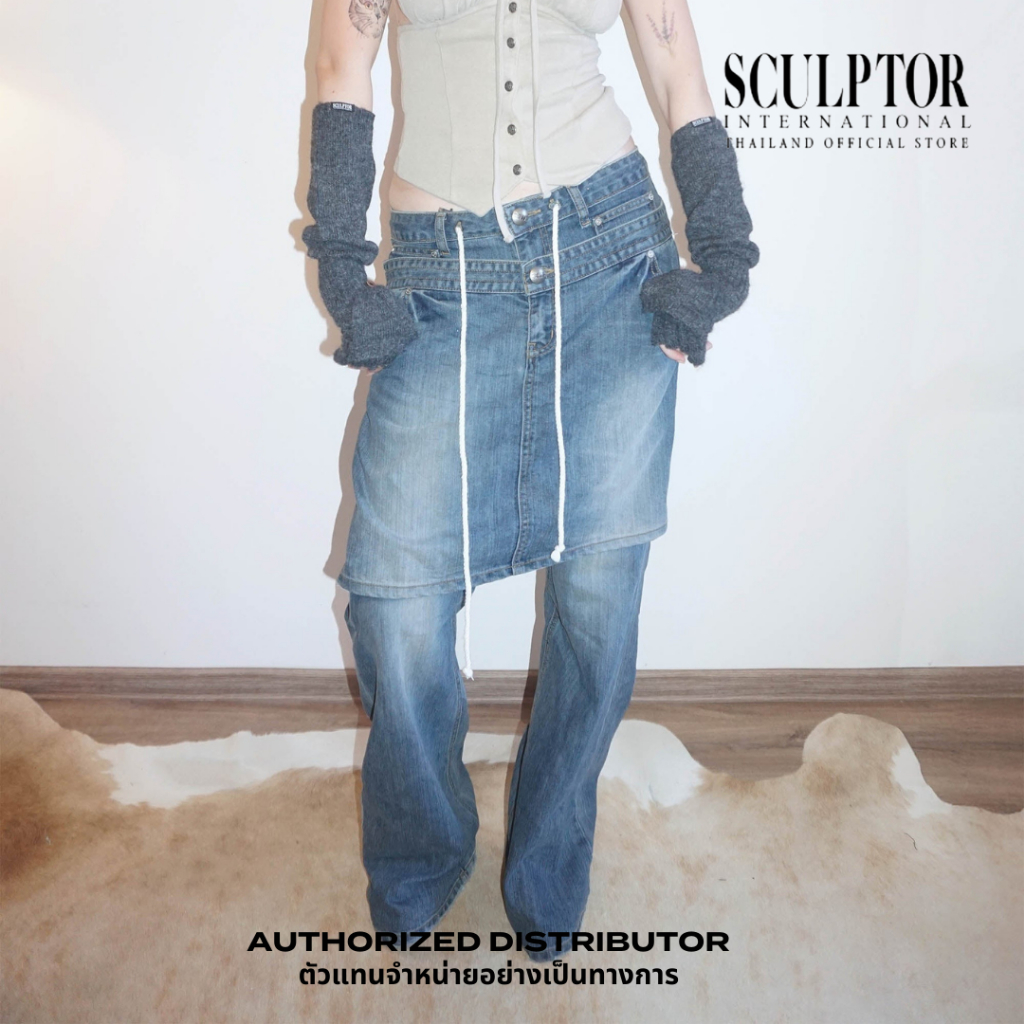 SCULPTOR® กางเกงยีนส์ Apron Layered Denim