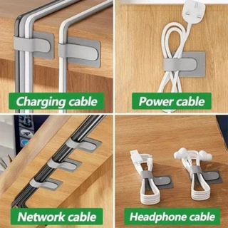 50/100pcs Reusable Cable Ties Fastening Wire Organizer สายไฟเชือกผู ้ ถือกาวในตัวปรับสายไฟสายรัดโต ๊ ะการจัดการ