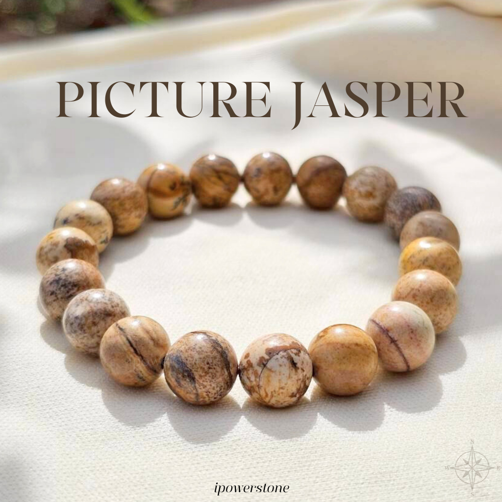 Picture jasper ( พิกเจอร์แจสเปอร์ ) - 10 มิล | กำไลหิน Ipowerstone