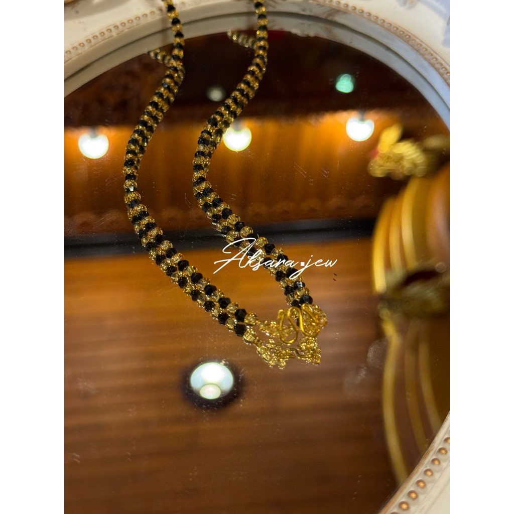 🚧✨สร้อยคอลูกปัด ดำ สลับ ทอง สั่งความยาวได้ค่ะ 🚧✨