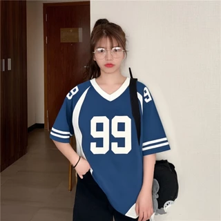 เสื้อทรงสเก็ตผู้หญิง oversize เสื้อผ้าสาวอวบคนอ้วนไซส์ใหญ่ เสื้อโอเวอร์ไซส์บาสเท่ๆ วินเทจ กีฬาลําลองทรงหลวมสไตล์เกาหลี