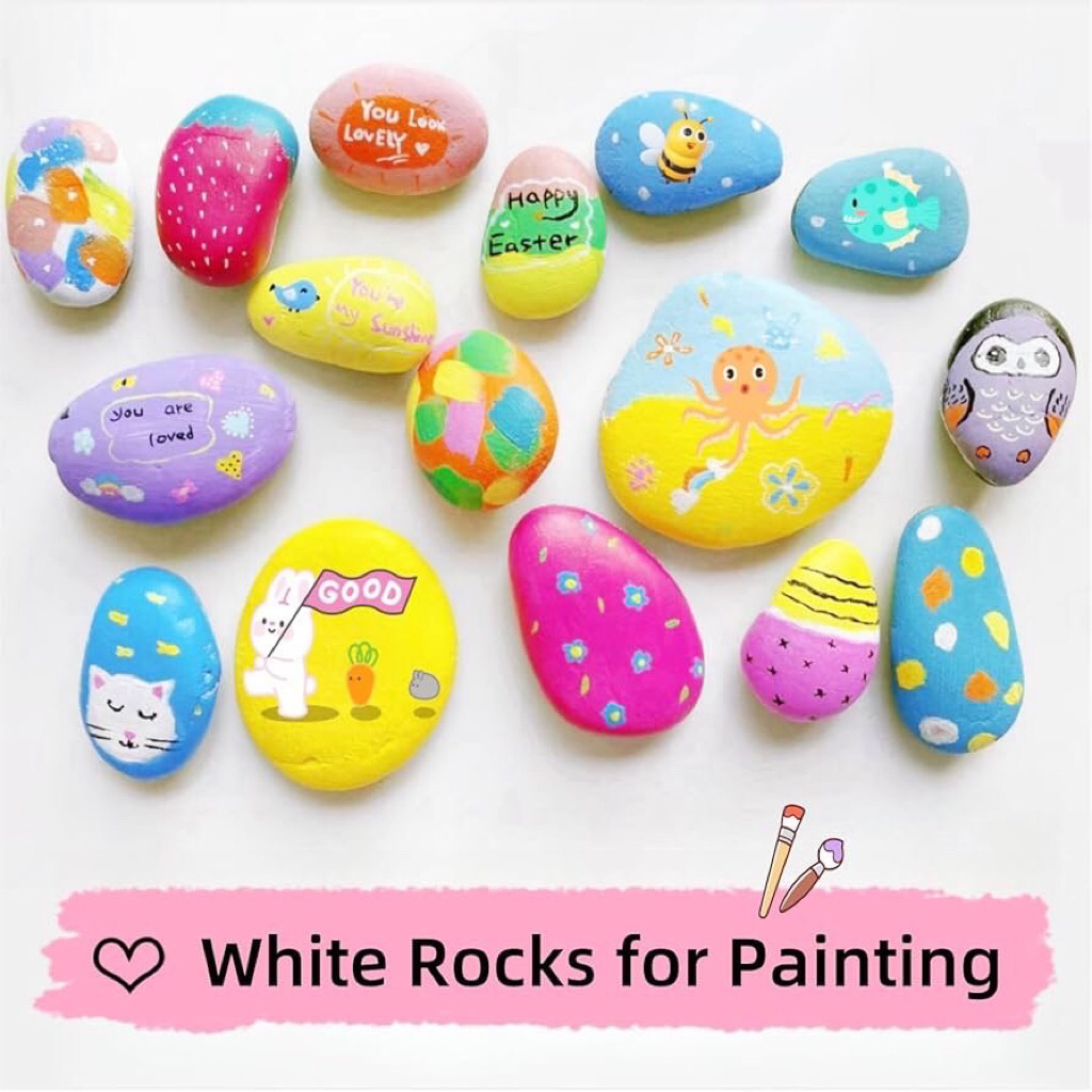 (ส่งไว🇹🇭)Creativity Rock Painting Kit หินสีขาวสำหรับงานศิลปะวาดรูประบายสี