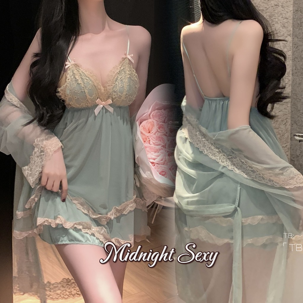 Midnight Sexy💐เดรสลูกไม้ ชุดนอน สลิง เว้าหลัง คอวีลึก เจ้าหญิง น่ารัก ลูกไม้ ใส่สบาย ส่งไวจากไทย
