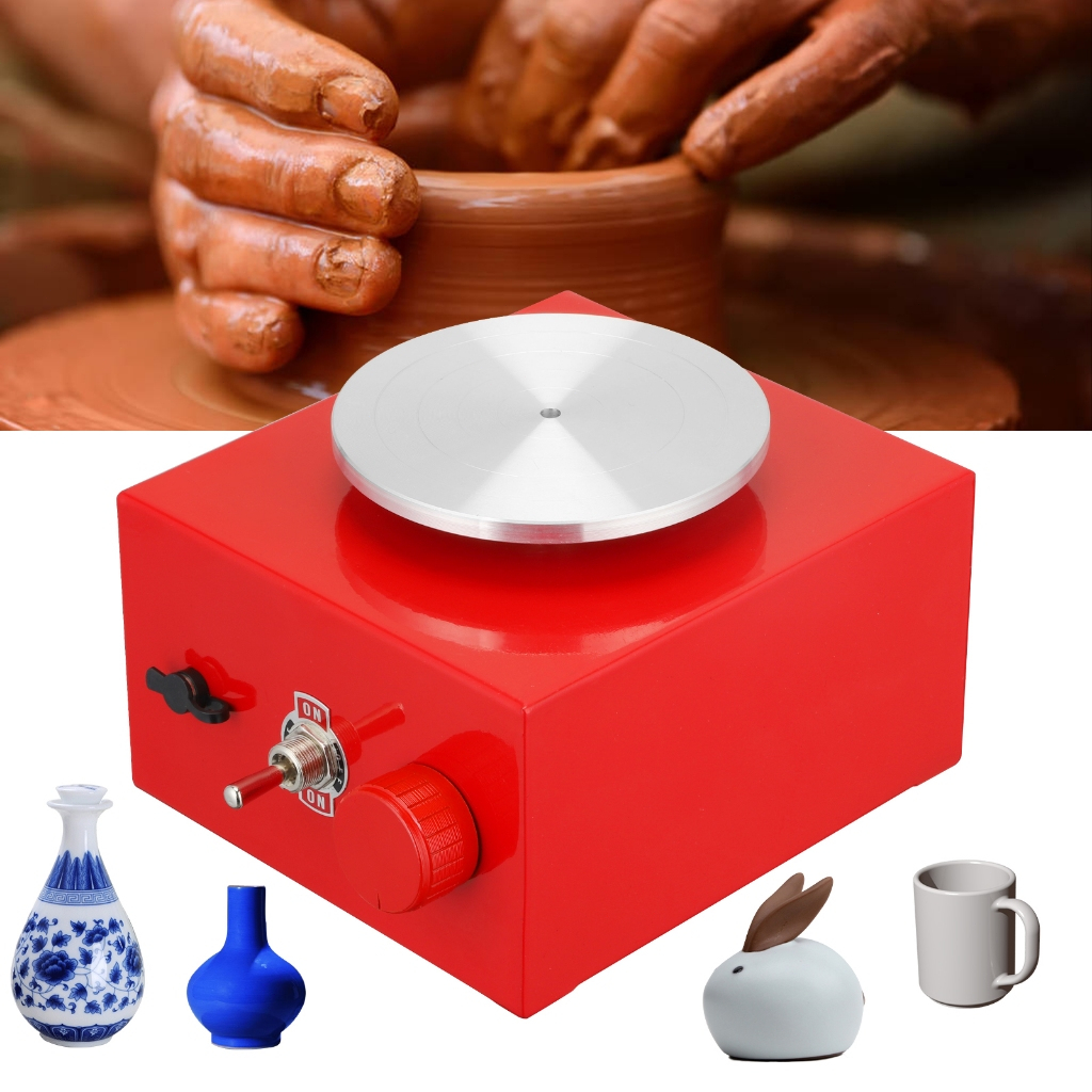 🔥 COD Mini Pottery Wheel Pottery Wheel 6.5cm 10cm Turntable Mini Pottery Machine DIY Adjustable Spee