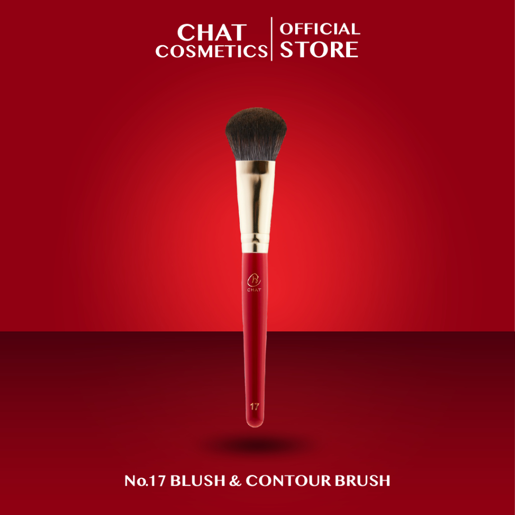 ฉัตร แปรงทรงพุ่ม สำหรับปัดแก้มและคอนทัวร์ ใช้กับแป้งอัดแข็งหรือรองพื้น CHAT Blush & Contour Brush No.17