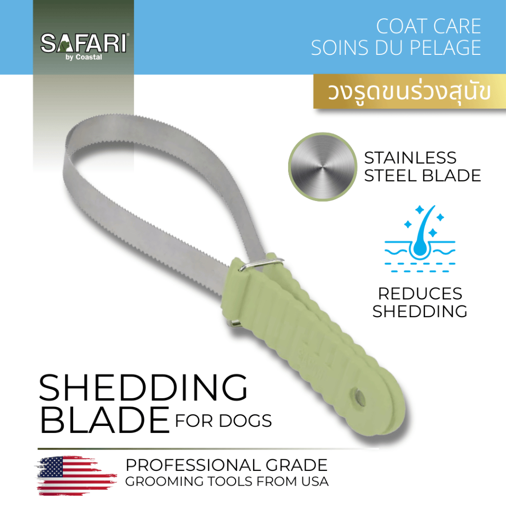 Safari by Coastal Dual-Sided Dog Shedding Blade Stainless Steel Blade, Reduce Shedding For All Coats