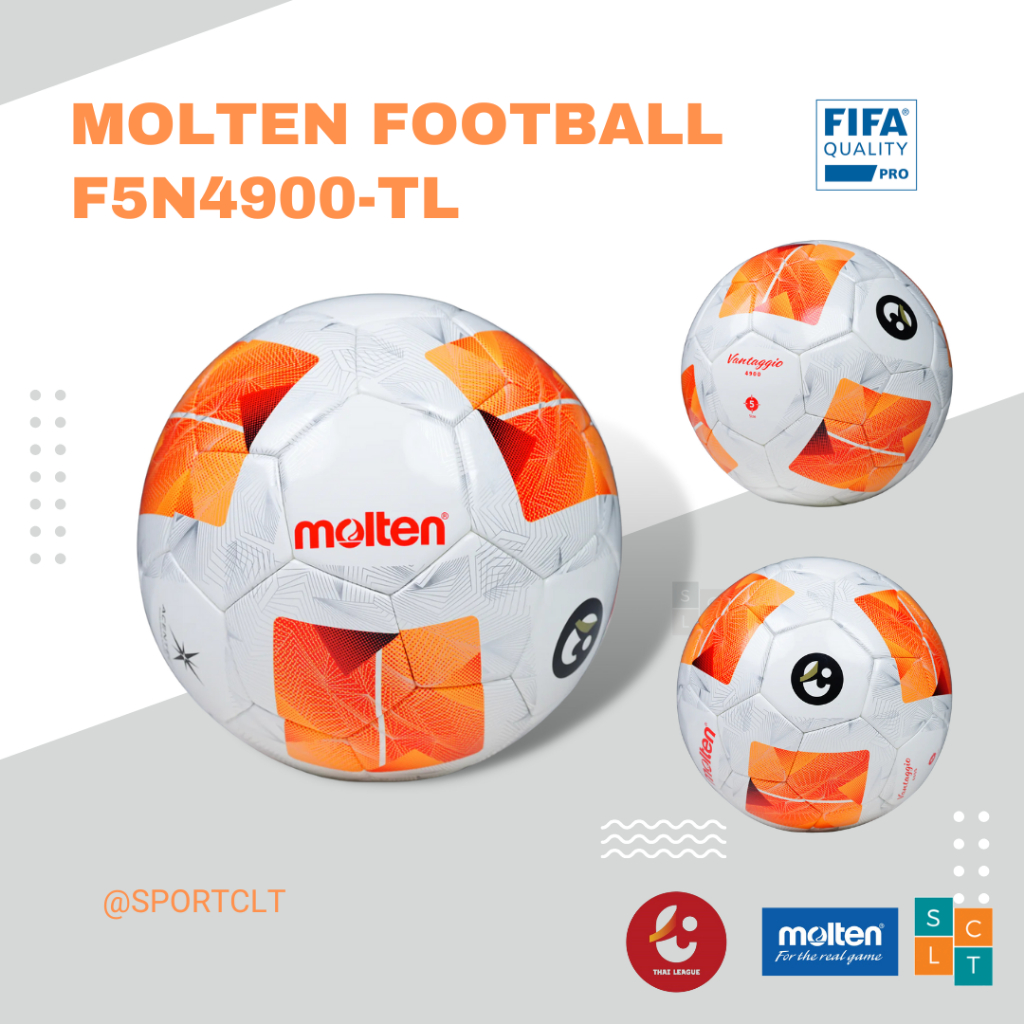 MOLTEN ลูกฟุตบอลหนังเย็บ รุ่นF5N4900 เบอร์5 แข่งขันนานาชาติ FIFA QUALITY PRO