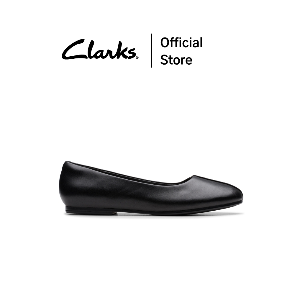 Clarks รุ่น LIVIA LILY สี BLACK LEATHER รองเท้าคัทชูผู้หญิง ไซส์เล็ก 35.5 หนังแท้ ทรงแฟลต คุณภาพดี ใส่สบาย รองเท้าลำลอง
