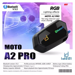 บลูทูธติดหมวกกันน็อค Bluetooth Moto A2 Pro Ver 5.2 - รุ่น ID221