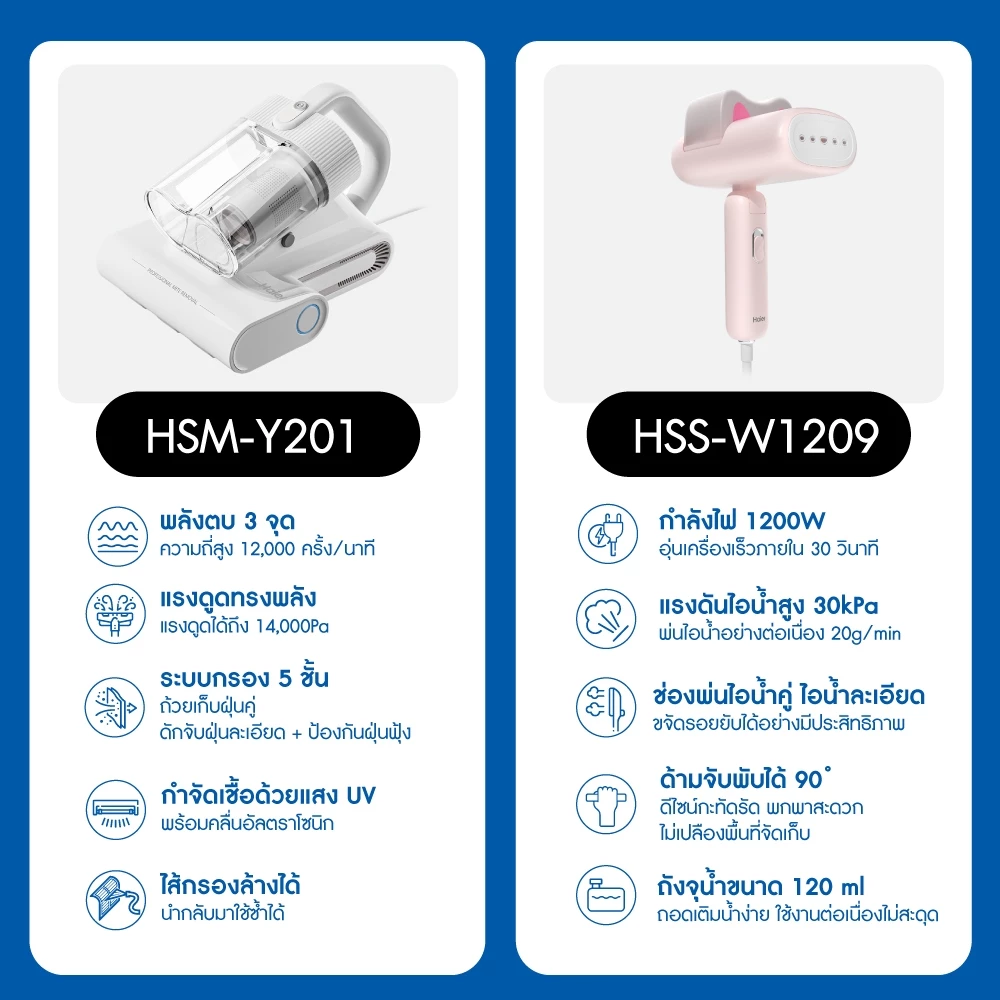 Haier เครื่องดูดไรฝุ่น 14KPa รุ่น HSM-Y201 thumbnail 4