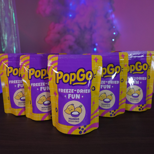 PopGo Freeze-Dried Fun รสข้าวเหนียวมะม่วงฟรีซดราย ขนาด 35 กรัม 5 ซอง