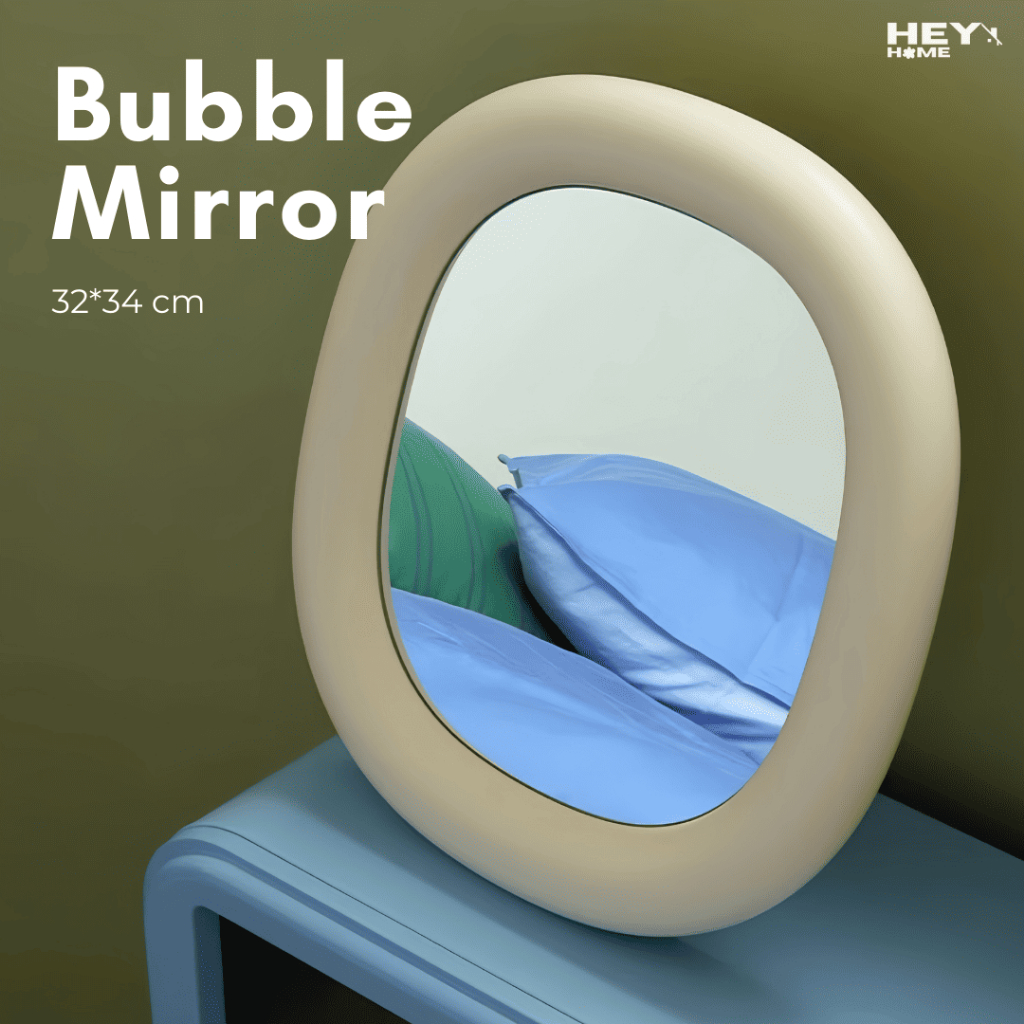 Heyhome กระจกแต่งหน้า Bubble Mirror กระจกแขวนผนัง ของแต่งบ้าน รูปทรงบับเบิ้ล อ้วนฟูน่ารัก
