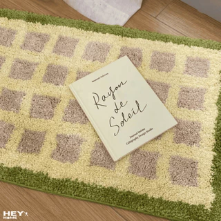 Heyhome พรมแต่งบ้าน พรมลายตาราง Grid Pastel ผ้าทอขนนุ่มฟู หนาแน่น ขนาด 40*60 cm.