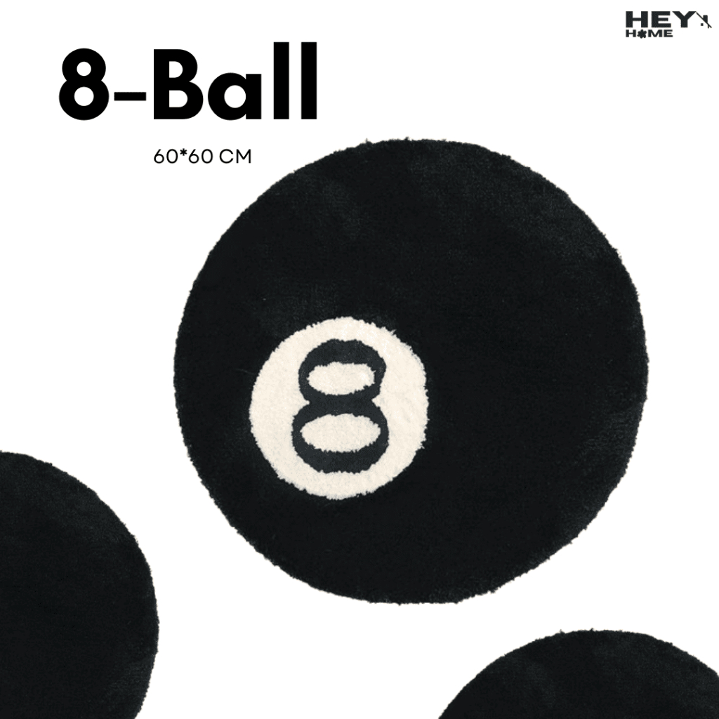 Heyhome พรมแต่งบ้าน พรมปูพื้น พรมลายสนุ๊ก 8-Ball ผ้าทอทั้งผืน ขนหนานุ่ม ขนาด 60*60 cm.