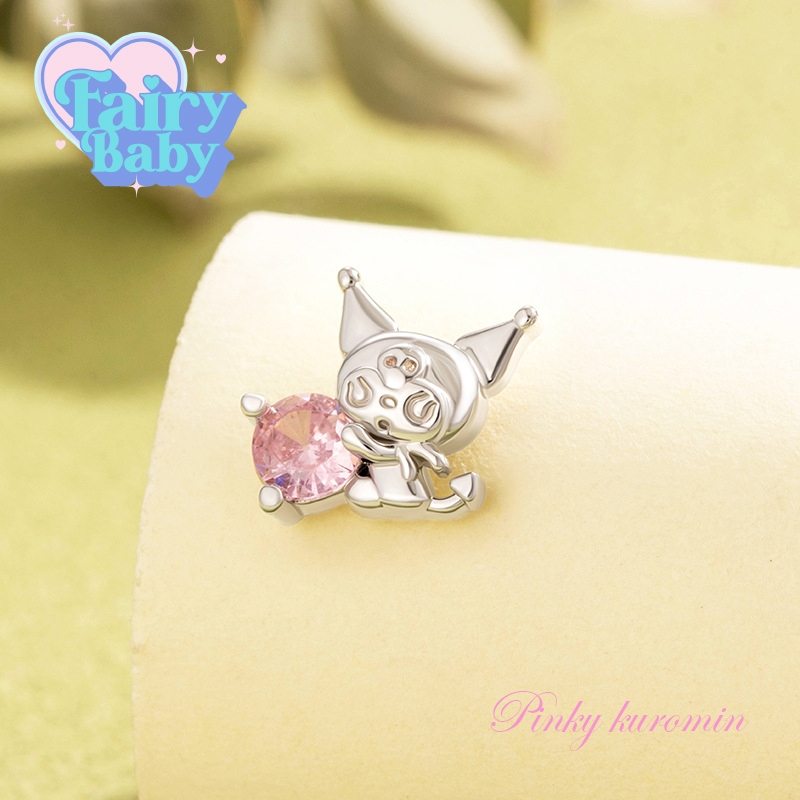 Fairybaby จิว Pinky Kuromin ( 1 ชิ้น ) แป้นแบน จิวตุ้มหู น่ารัก เกาหลี โทนชมพู 0.8 ยาว 6mm (J3-095)